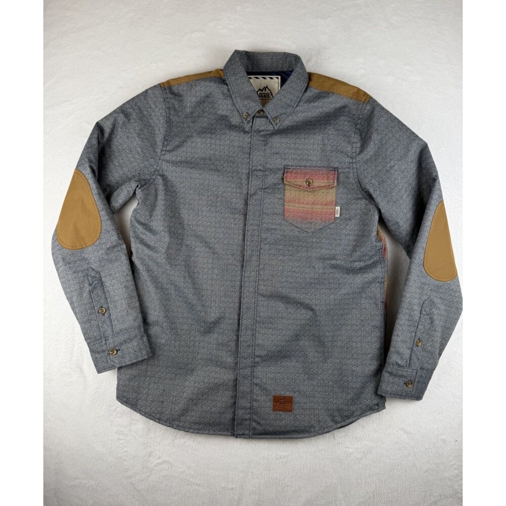 Vans Mountain Edition Shirt Jacket Mens Small Gray Quilted Lined Shacket T452